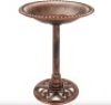 Vintage Outdoor Garden Bird Bath w/ Fleur-de-Lis Accents