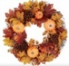 Artificial Fall Wreath, Autumn Thanksgiving Holiday Decoration - 24in