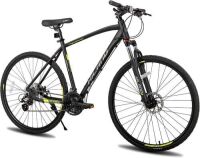 Hiland 700C Hybrid Bicycle Aluminum Shimano 24 Speeds with Lock-Out Suspension Fork Disc Brake