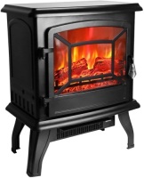 ZOKOP SF57B-17A00 17 inch 1400w Freestanding Fireplace Fake Wood/Heating,&nbsp;Temperature Control Knob with NTC, Black - Appears New, Tested/Works&nbsp;