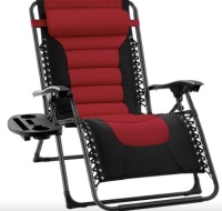 Oversized Padded Zero Gravity Chair, Folding Recliner w/ Headrest, Side Tray