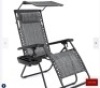Folding Zero Gravity Recliner Patio Lounge Chair w/ Canopy, Side Tray, Like New, retail - $69.99