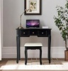 5 Drawers Vanity Table Stool Set With 12-Led Bulbs-Black, Appears New