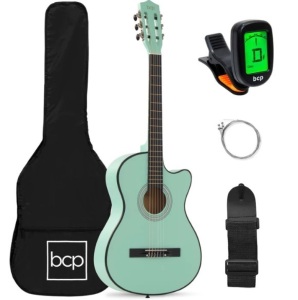 Beginner Acoustic Cutaway Guitar Set w/ Case, Strap, Capo - 38in, Appears New