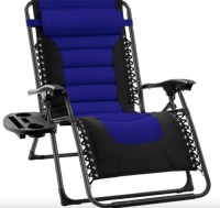 Oversized Padded Zero Gravity Chair, Folding Recliner w/ Headrest, Side Tray