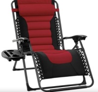 Oversized Padded Zero Gravity Chair, Folding Recliner w/ Headrest, Side Tray