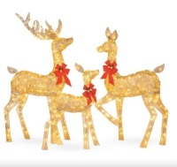 3-Piece Lighted Christmas Deer Set Outdoor Decor with LED Lights