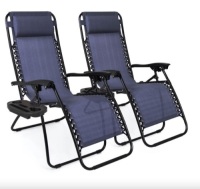 Set of 2 Adjustable Zero Gravity Patio Chair Recliners w/ Cup Holders