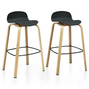 Set of (2) Modern Barstools with Low Back and Metal Legs