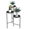 30 in. Metal Corner Plant Stand in Black Indoor/Outdoor