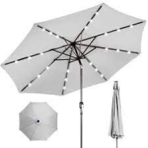 Solar LED Lighted Patio Umbrella w/ Tilt Adjustment, UV-Resistance - 10ft