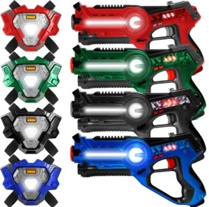 Set of 4 Infrared Laser Tag Guns and Vests for Kids & Adults, Appears New