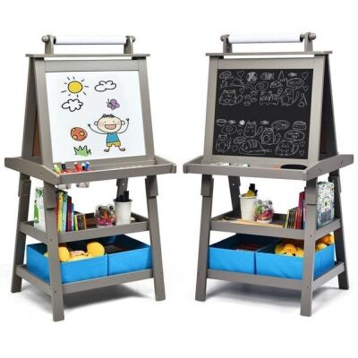 Double-Sided Storage Art Easel - Gray