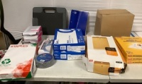 Lot of&nbsp;Miscellaneous Office Supplies - File Sorter, Laminating Pouches, Envelopes, Paper