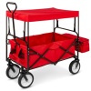 Utility Wagon Cart w/ Folding Design, 2 Cup Holders, Removable Canopy