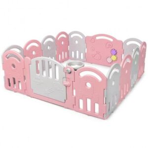 14-Panel Baby Playpen with Music Box and Basketball Hoop