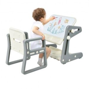 Kids Table and Chair Set with Painting Easel