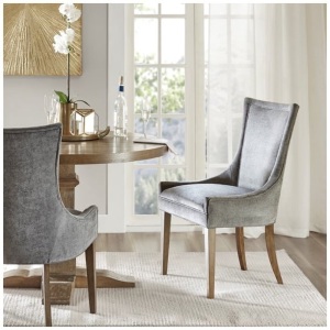 Madison Park Ultra Wood Dining Chair Set Of 2 In Dark Grey Finish 