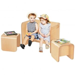 Kids 3-Piece Wooden Table and Chair Set