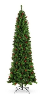 6 ft. Unlit Pre-Decorated Pine Artificial Christmas Tree with Pine Cones and Berries