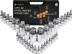 MulWark 34 Piece Hex Bit Socket Set SAE + Metric MulWark MLK-53765 with Case - Appears New