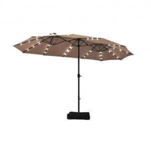 15' Solar LED Double-Sided Patio Umbrella