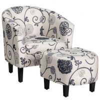 Modern Upholstered Accent Tub Chair and Ottoman Set&nbsp;