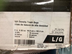 Case of (200) Large High Density Trash Bags