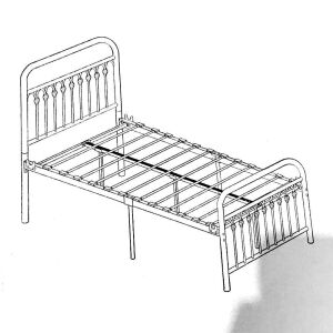 Grayish-White Metal Bed Frame - Full Size