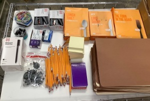 Lot of Office Supplies - Flatwear, Pens, Pencils, Notepads, Paper Clips, Staplers