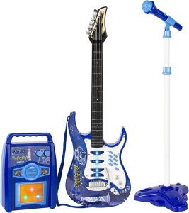 Kids Electric Guitar Toy Play Set w/ 6 Songs, Microphone, Amp