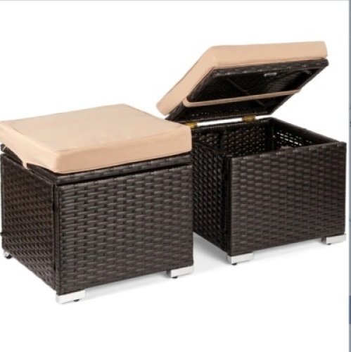Set of 2 Wicker&nbsp;Ottomans, Multipurpose&nbsp;w/ Removable Cushions,&nbsp;Steel Frame, Like New, Retail - $129.99