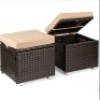 Set of 2 Wicker&nbsp;Ottomans, Multipurpose&nbsp;w/ Removable Cushions,&nbsp;Steel Frame, Like New, Retail - $129.99