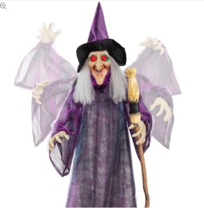 Wicked Wanda Standing Animatronic Witch with Sounds, LED Eyes - 5ft, Appears New