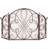 3-Panel Wrought Iron Metal Fireplace Screen Cover w/ Scroll Design - 55x33in, Appears New