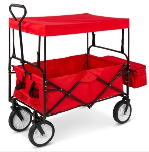 Utility Wagon Cart w/ Folding Design, 2 Cup Holders, Removable Canopy, Appears New/Box Damaged