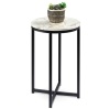 Round Coffee Side Table w/ Faux Marble Top, Metal Frame - 16in, Ecommerce Return