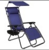 Best Choice Products Folding Zero Gravity Recliner Patio LoungeChair w/ Canopy Shade, Headrest, Side Tray - Navy Blue, Like New, Retail - $69.99