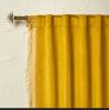 1pc 54"x84" Light Filtering Velvet Macrame Trim Window CurtainPanel Gold - Opalhouse designed with Jungalow, Like New, $33