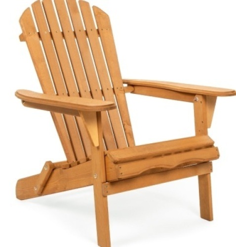 Best Choice Products Folding Adirondack Chair Outdoor WoodenAccent Lounge Furniture for Yard, Patio w/ Natural Finish, Like New, Retail - $69.99