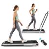 2.25HP 2-in-1 Folding Under Desk Treadmill w/Speaker Controller APP, Silver