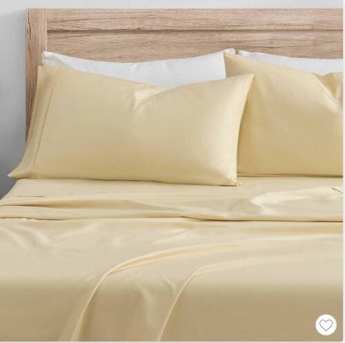 Full 100% Organic Cotton Solid Sheet Set Butter - Kindlier< Like New, retail - $39.99