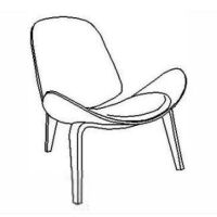 Wooden Shell Armchair with Black Cushion