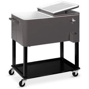 Portable 80qt Rolling Cooler Cart with Bottle Opener and Catch Tray