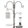 4-Hook Bird Feeding Station, Steel Feeder Stand w/ 2 Bird Feeders - 91in, Appears New/Box Damaged