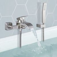 Brushed Nickel Bathtub Faucet with Handheld Spray