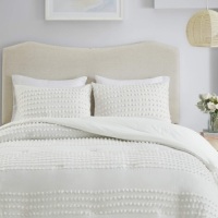 Comfort Spaces Phillips Comforter Reversible 100% Cotton Face Jacquard Tufted Chenille Dots Ultra-Soft Overfilled Down Alternative,&nbsp;Twin/Twin XL, Ivory - E-Comm Return&nbsp;