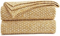 Longhui Bedding Gold Knitted Throw Blanket 100% Cotton, Mustard Yellow/White - E-Comm Return, Appears New&nbsp;&nbsp;