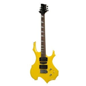 Flame Type Electric Guitar + Gigbag + Strap + Cord + Pick + Tremolo Bar Yellow Color Musical Instruments