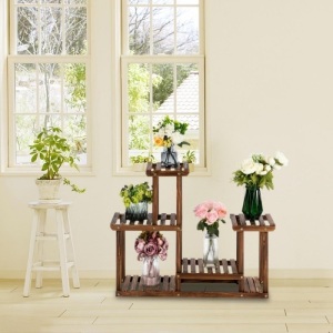 5-Tier Pine Wood Plant Stand Flower Pot Holder